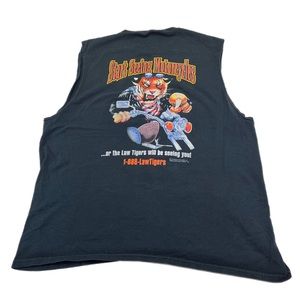 Vtg 90s Biker T Shirt Mens XL Law Tigers Motorcycle Grunge Distressed Sleeveless